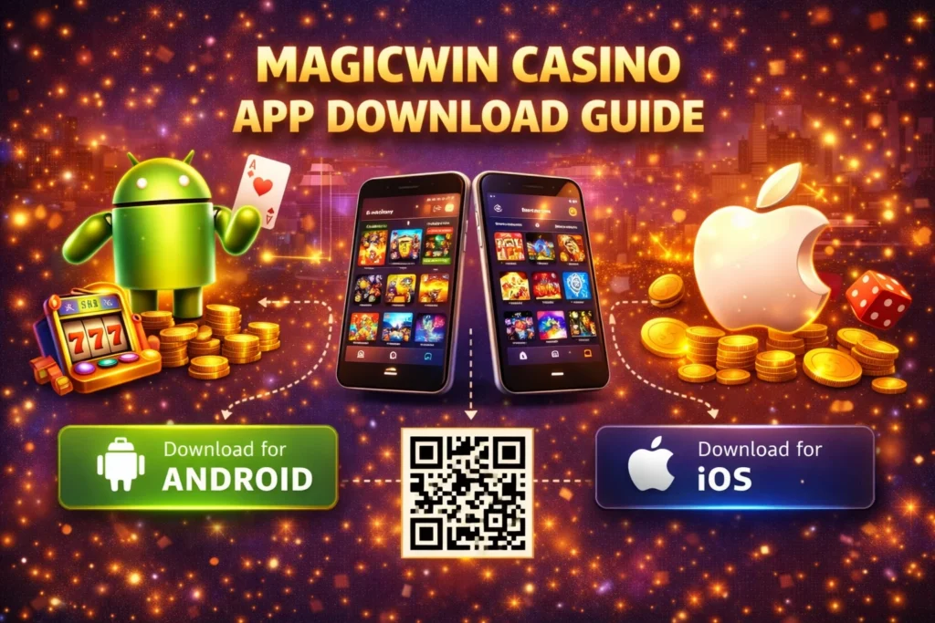 Magicwin Casino mobile app download guide for Android and iOS with QR code