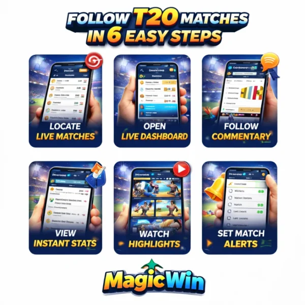 Step by step guide to follow T20 World Cup Live matches using Magic Win dashboard
