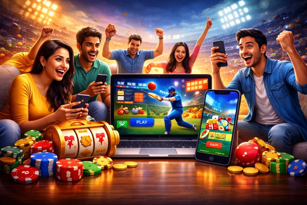 Users enjoying Magic Win games and gambling platform with cricket match gameplay and digital casino-style entertainment