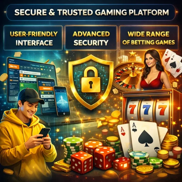Magic Win platform features illustration showing advanced security, user friendly interface and betting games with Betting Games ID system