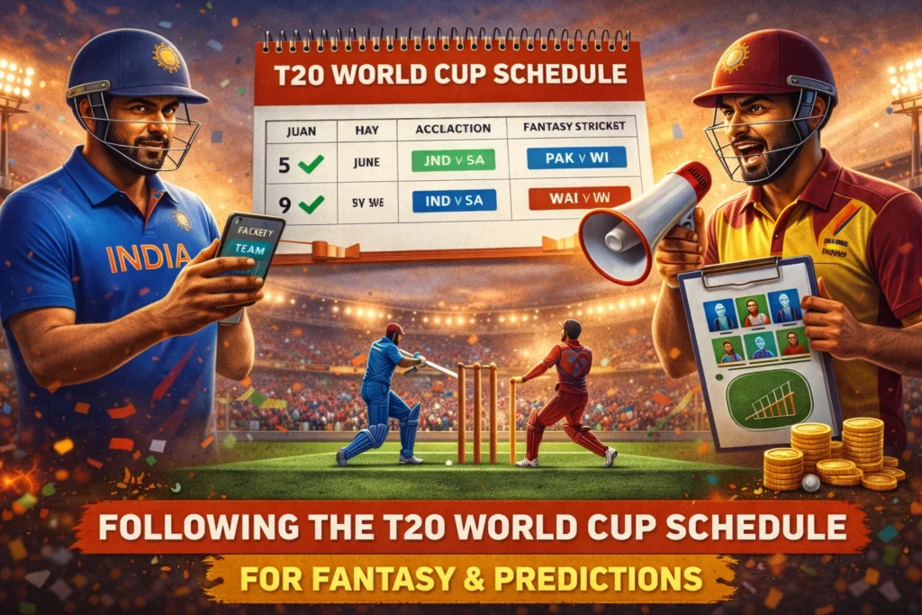 Following T20 World Cup Schedule for fantasy cricket and match predictions