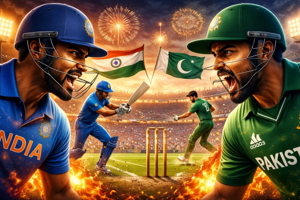 High-voltage T20 World Cup Schedule match featuring major teams in a packed stadium