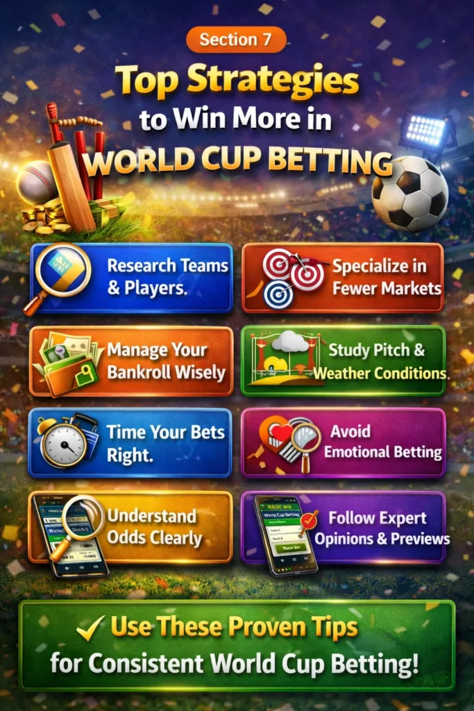 Top strategies to win more in World Cup Betting including research, bankroll management, timing, and expert opinions.