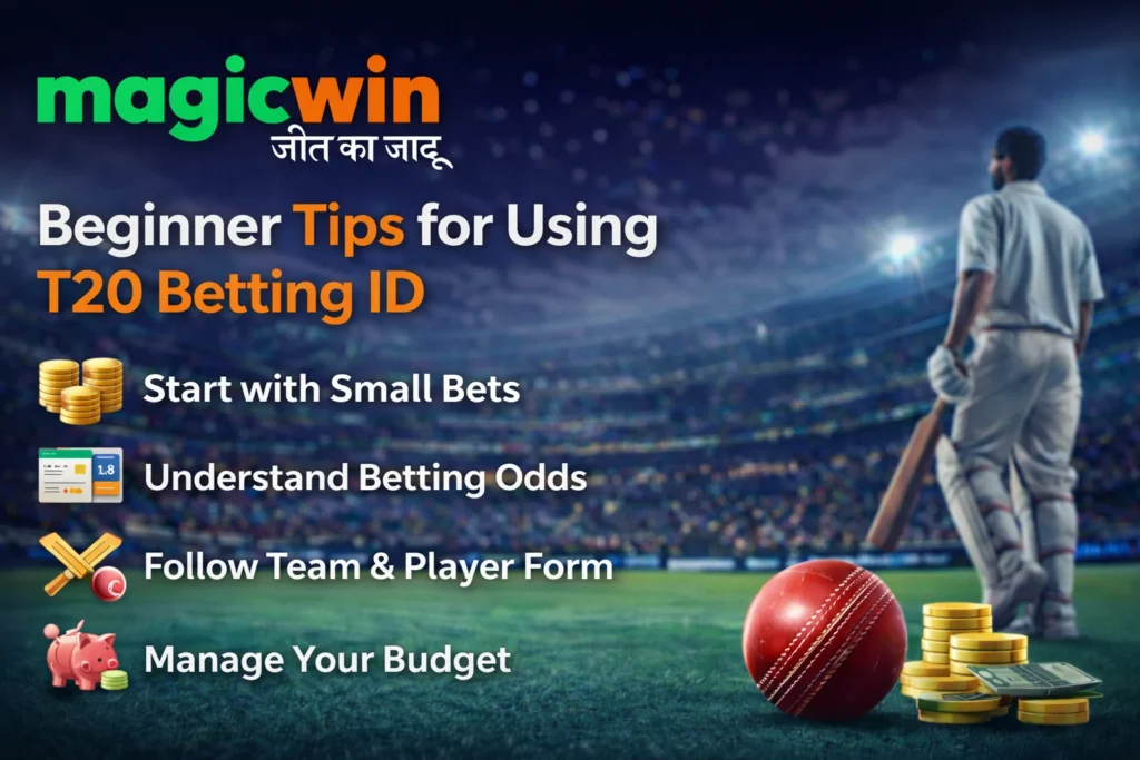 Beginner tips for using T20 Betting ID including small bets, understanding odds, and budget management