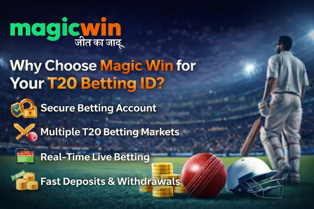 Magic Win platform benefits for T20 Betting ID including secure account and live betting